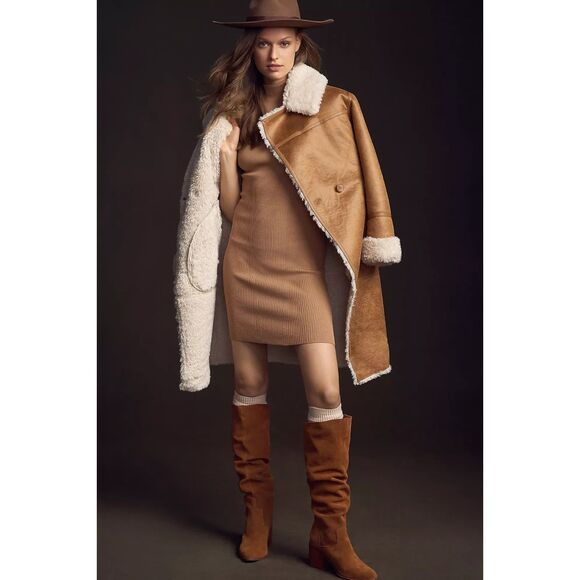 NWT By Anthropologie Mock-Neck Mini Dress in Cedar Women's Size Medium - Picture 5 of 13